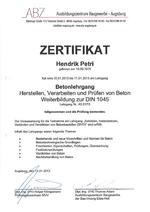 Zertifikat Betonlehrgang (Hendrik Petri)